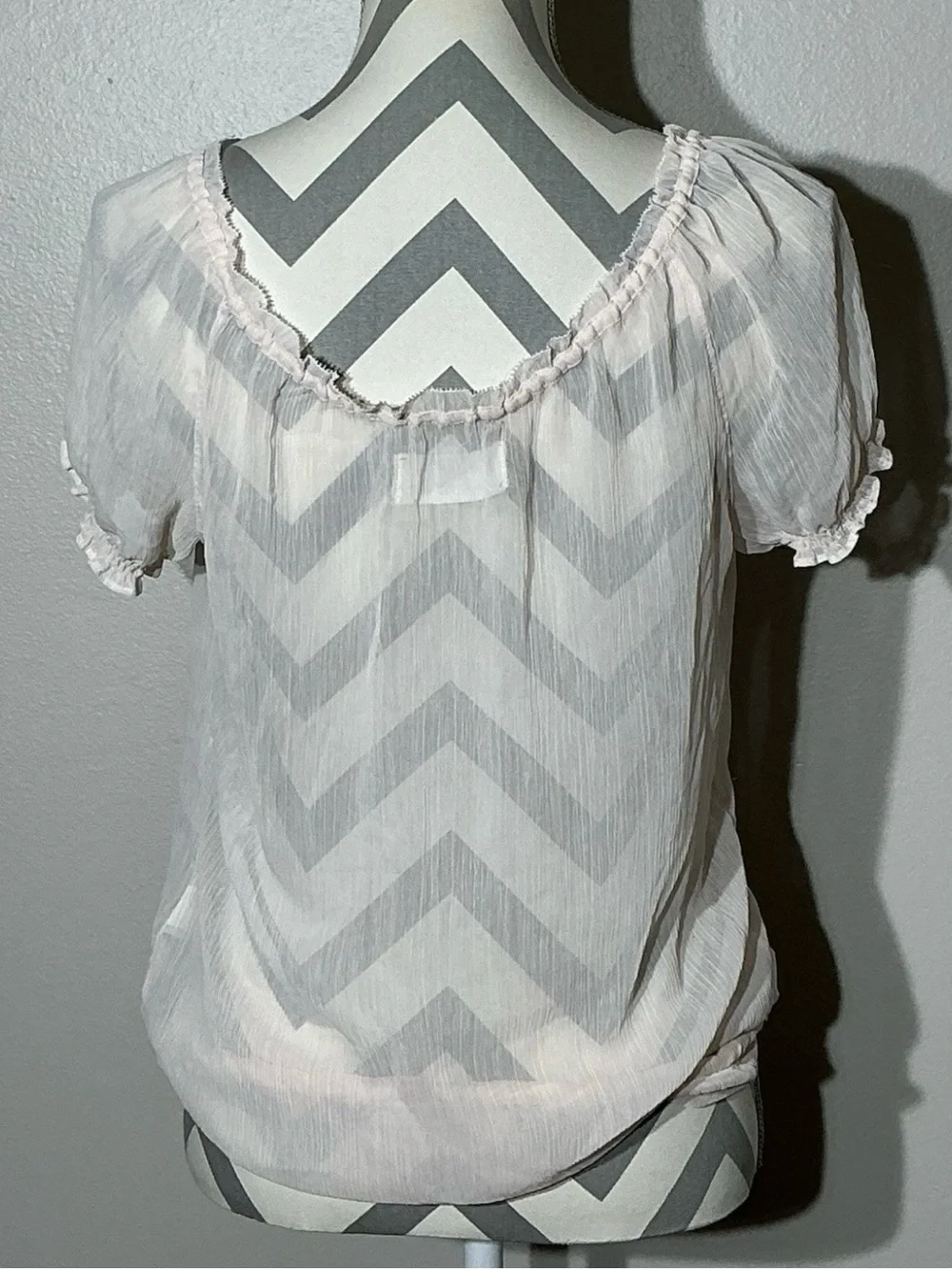 Abercrombie & Fitch Pale Pink Ruffle Front Blouse